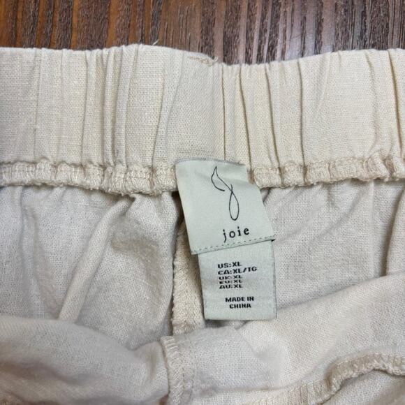 Joie Women’s 100% Linen Pants Size XL Oatmeal Cream Wide Leg Cropped Pull On - Picture 3 of 7